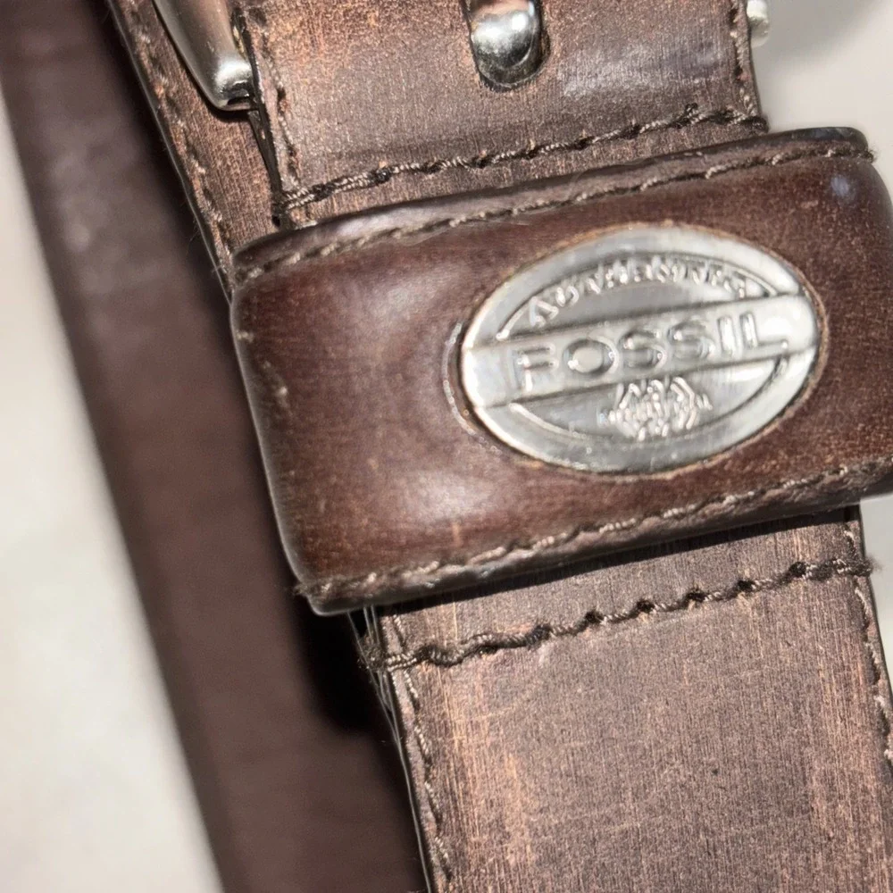 Fossil Genuine Leather Brown Dress Belt - MB2059 Men's Size 34/36 Casual